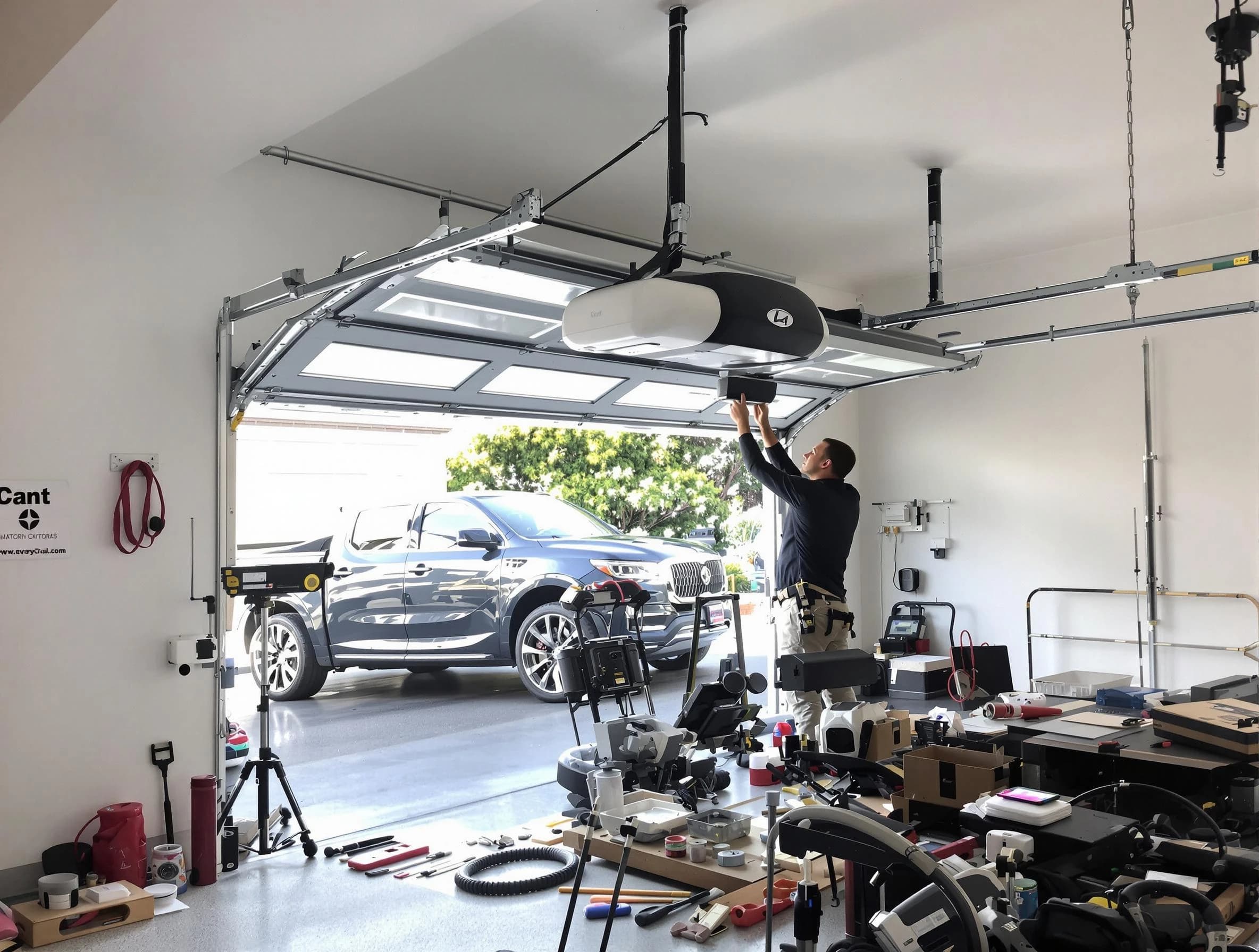 Linden Garage Door Repair specialist installing smart garage door opener system in Linden home