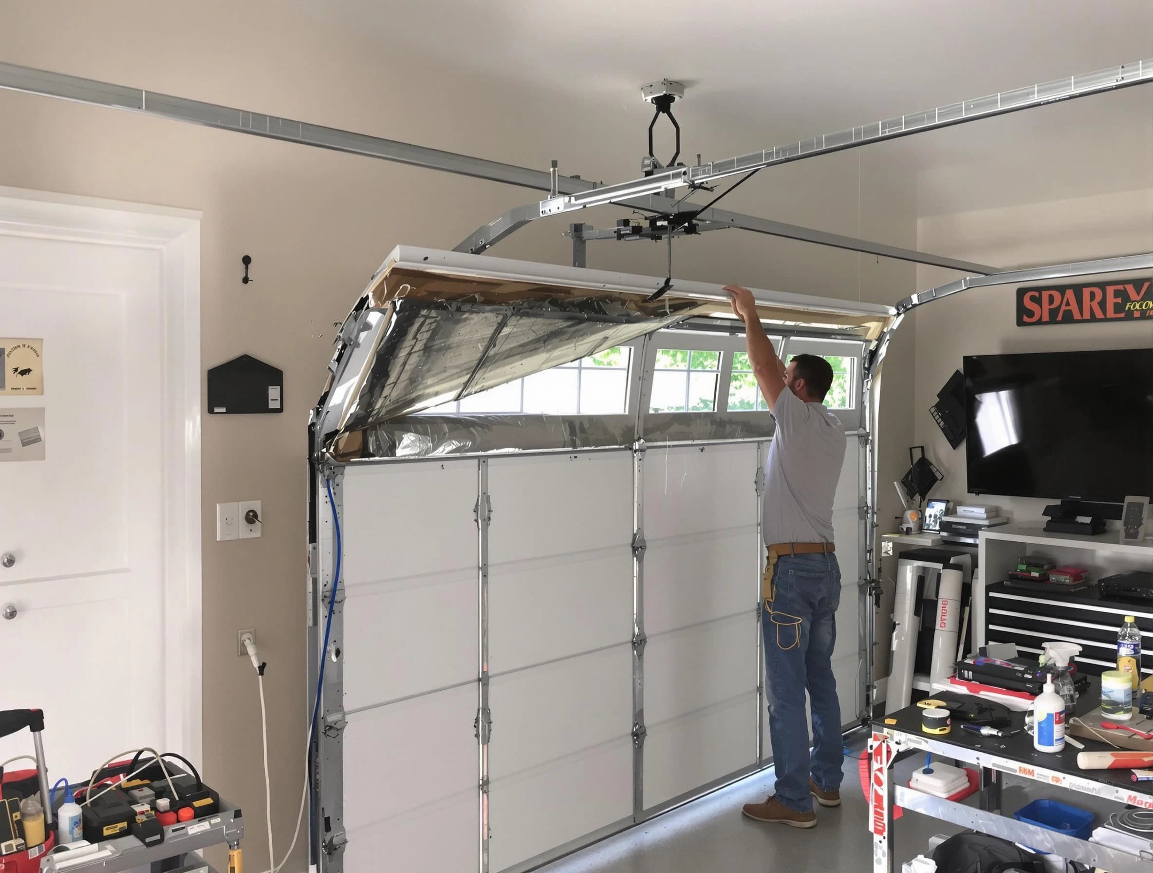 Garage door section replacement by Linden Garage Door Repair in Linden