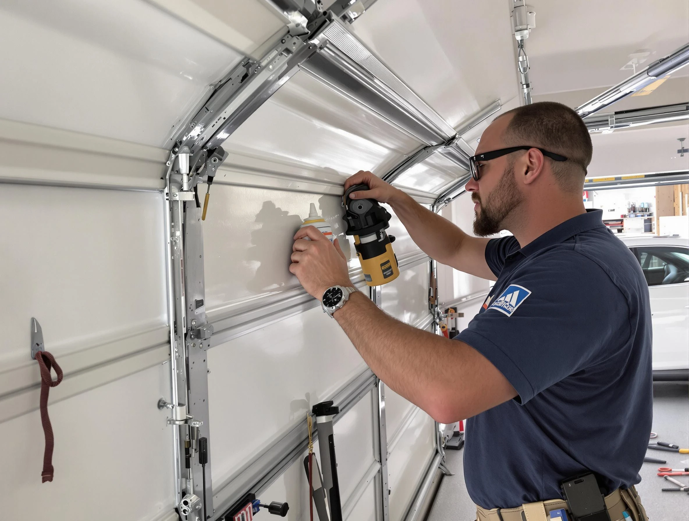Linden Garage Door Repair technician quieting a noisy garage door in Linden